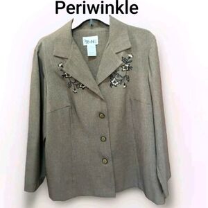 Vintage Jacket Blazer Brown Tailored w/Applique 16WP Periwinkle